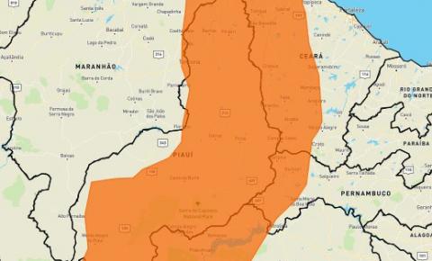 Alerta laranja indica perigo de chuvas intensas para todo o estado do Piauí nesta segunda-feira (3)